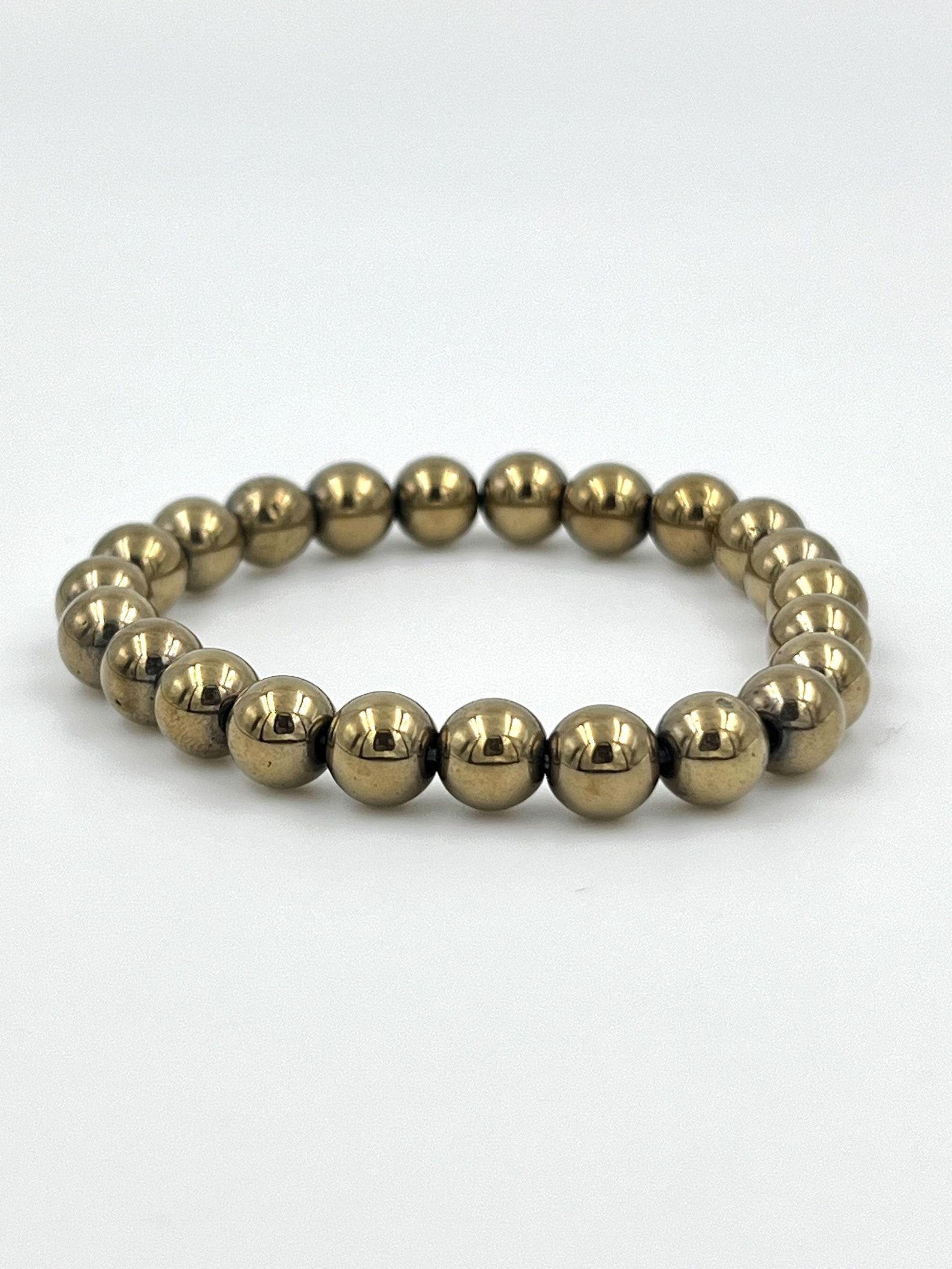 

Shiny Gold Beaded Bracelet, Unisex Metallic Beaded Bracelet, Fashionable Charm Bracelet, Perfect Gift Idea золотистий