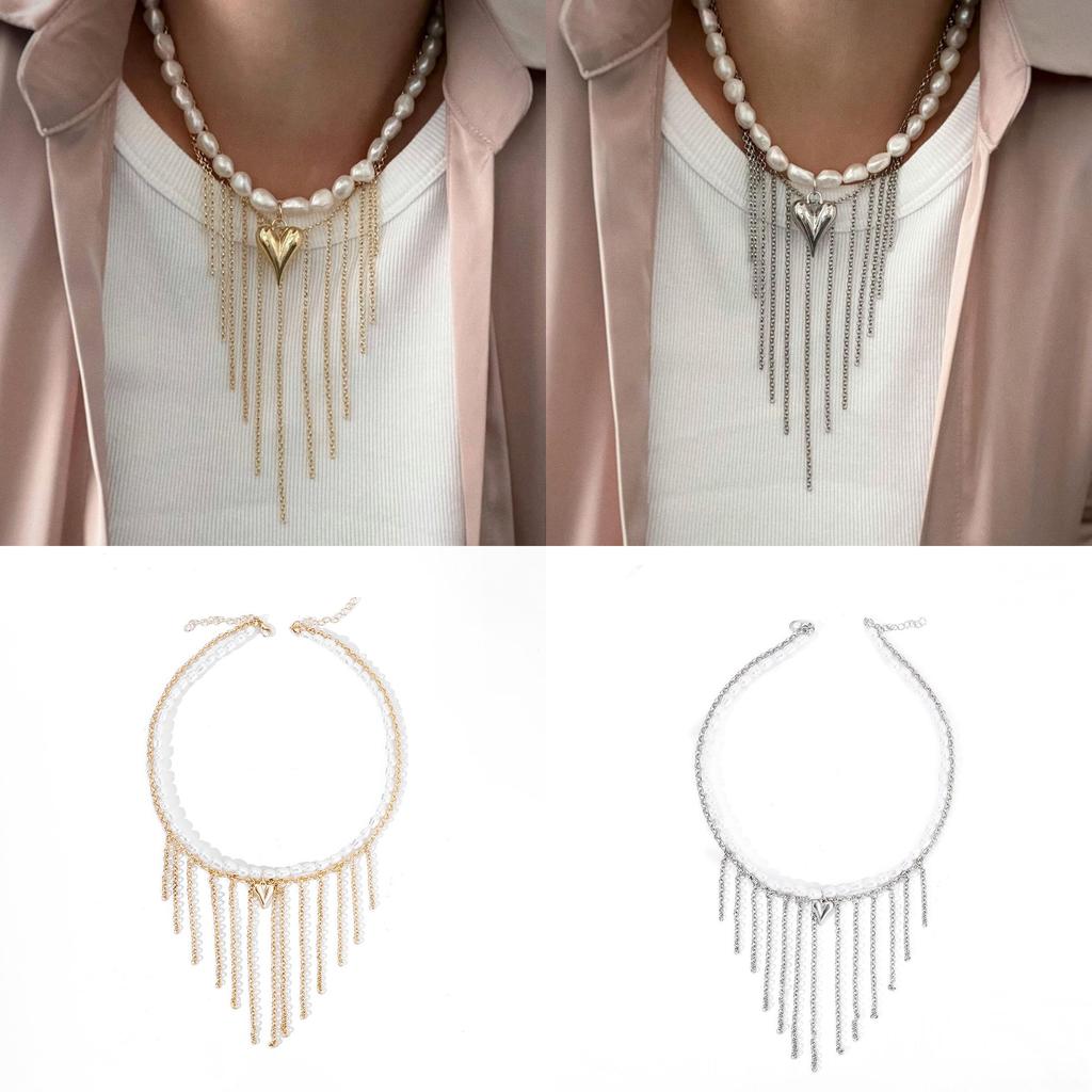 Unique Heart Shape Chain Necklace For Women With Zinc Alloy Material And Fall Trend