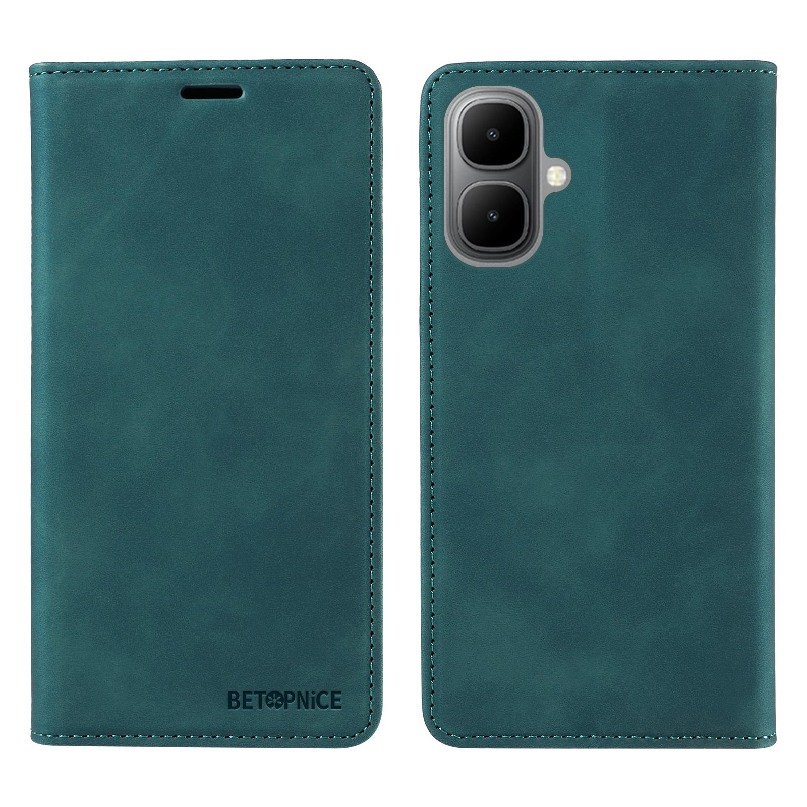 

For TECNO Pop 10/Infinix Smart 10 Case BETOPNICE Magnetic Closure RFID Blocking Wallet Stand Leather Phone Cover Green