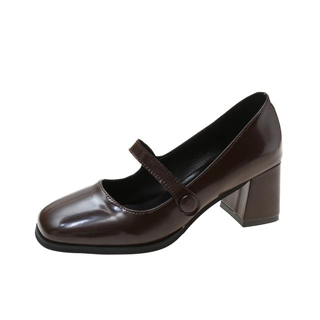 

Туфли-лодочки Lucyever Retro с ремешком на щиколотке, женские, с круглым носком, на высоком каблуке, туфли Мэри Джейн, женские, летние, однотонные, из искусственной кожи, Sapatos De Mujer 36 коричневый