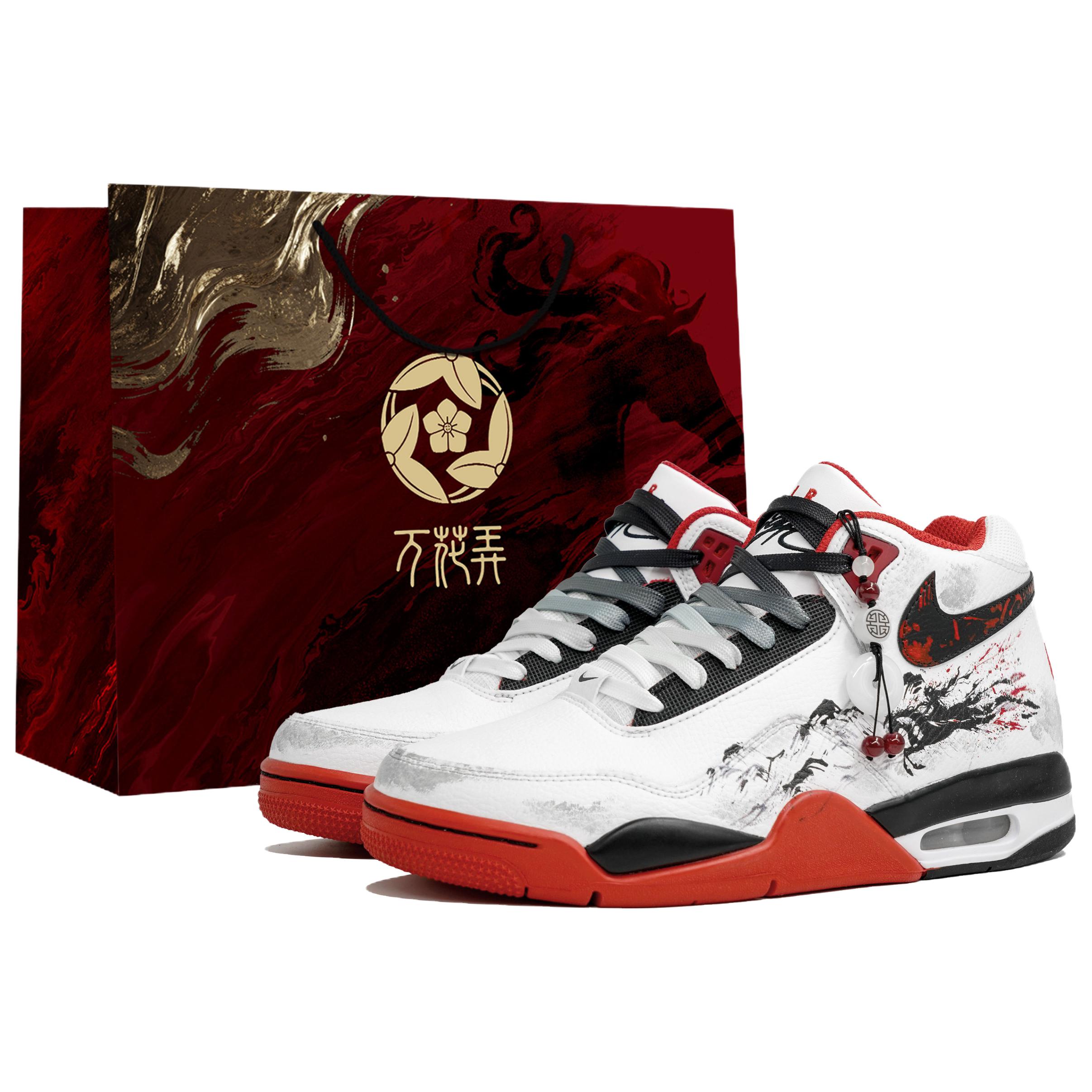 Nike Flight Legacy Vintage Basketball Shoes Men s Mid top Red BQ4212-100(Team113-S-BOX) 44