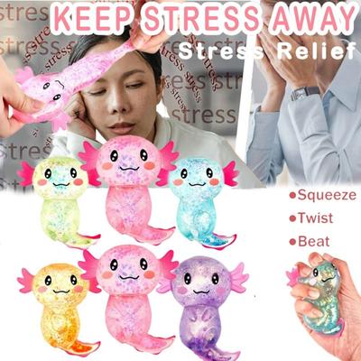 Sugar Filled Axolotl Squishy Toys Glitter Stress Relief Sensory Toys For Stress Anxiety Relief
