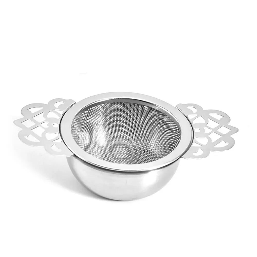 1 colador de té de doble asa de malla fina de acero inoxidable, infusor de especias, filtro, tetera, accesorios de cocina