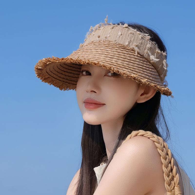 Summer Versatile Fashion Empty Top Hat Cool Straw Hat Children Travel Vacation Sun Protection Hat Outdoor Big Brim Sun Hat