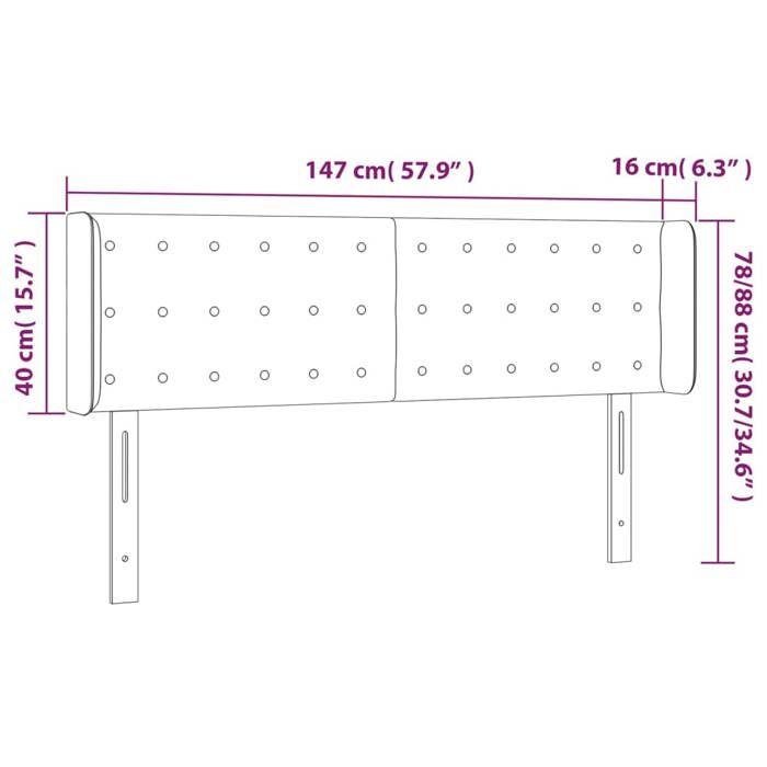 VidaXL Tête de Lit à LED Meuble de Chambre à Coucher Accessoire de Lit Double Tête de Cadre de Lit Intérieur Gris Foncé 3123719
