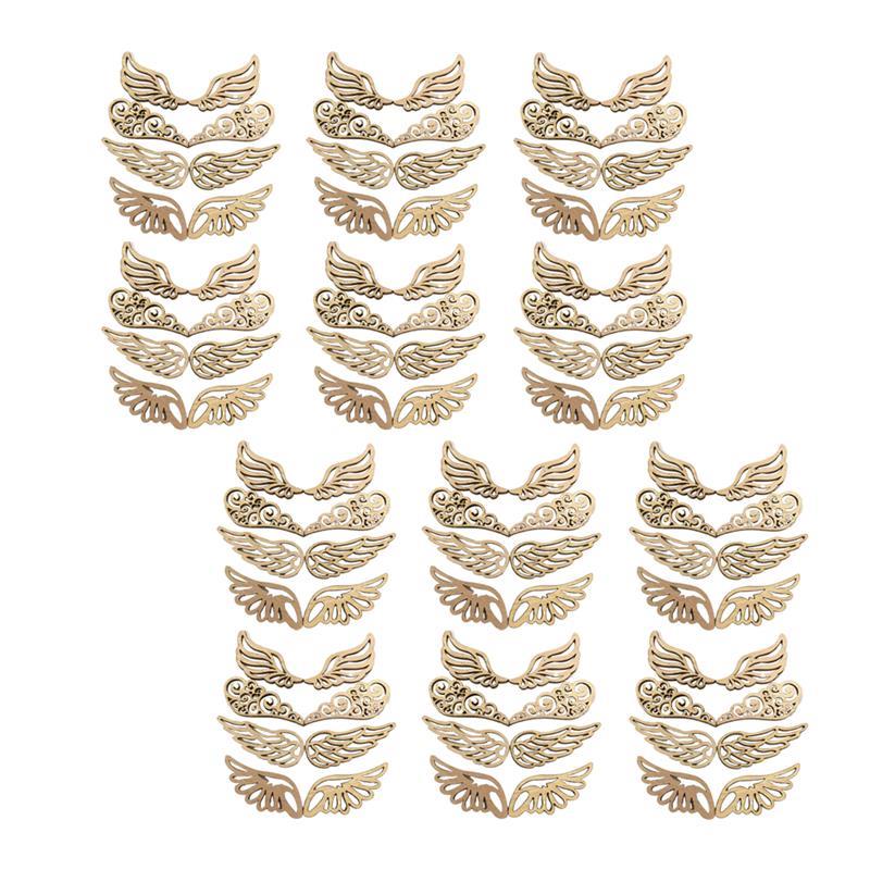 80pcs Angel Wings Wooden Patches Christmas Decorations Angel Wings Shape Wood Slices No Hole Wood Chips Angel Wing DIY Crafts
