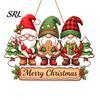 Cute Dwarf Seasonal Ornament Christmas Gnome Wooden Hanging Pendant, Cartoon Ornament, Merry Party Decor Door Sign for Home Shop Holiday Decoration