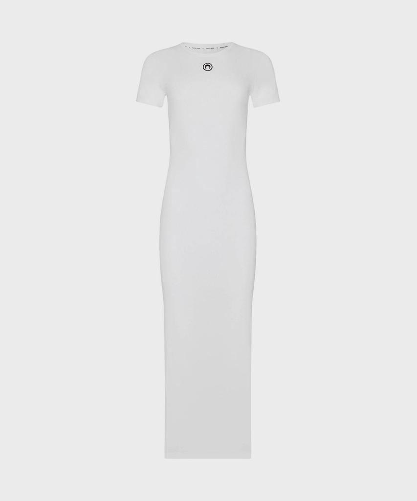 Marine Serre (W) Moon Logo Ribbed Jersey Tube Dress White Moon Logo Ribbed Jersey Tube Dress Wh10 White