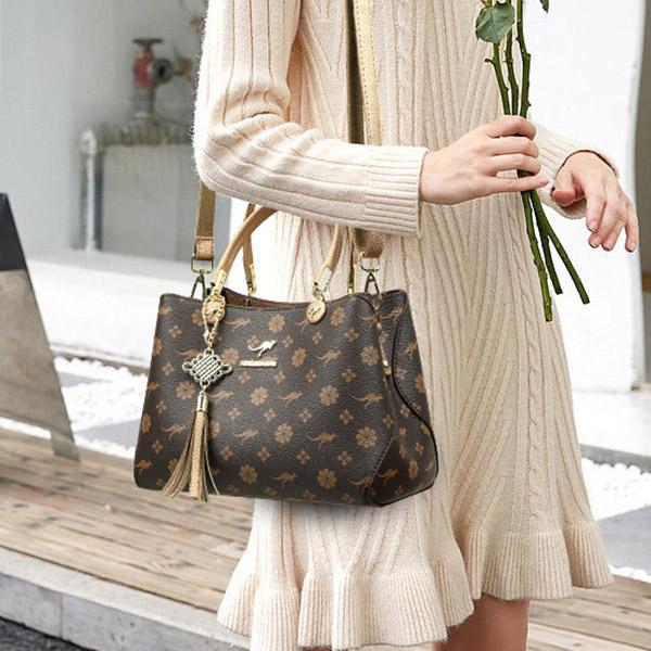 Classic Floral Print Fashion Tote Bag Spacious Capacity Elegant Single-Strap Women's Handbag