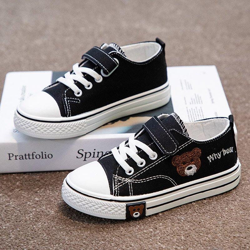 Children's Canvas Shoes New Spring and Autumn Boys' Soft Sole Sports Shoes Girls' Fashionable Big Kids' Velcro Sneakers