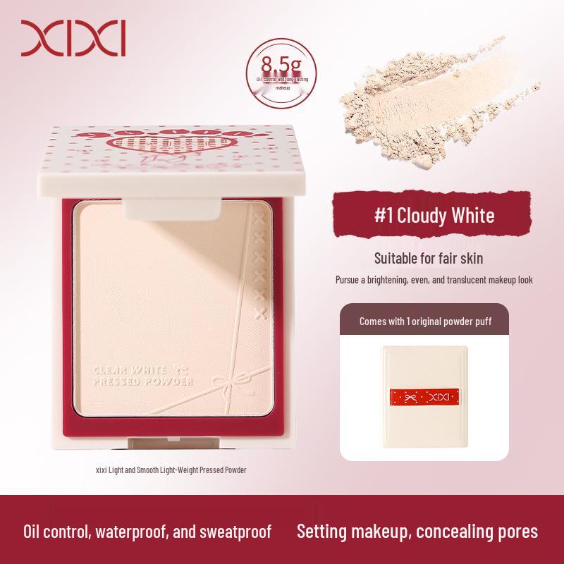 Xixi Sheer Smooth Light Powder Foundation: Fine Texture, Natural Coverage, Skin-Smoothing Matte Finish, Portable for Touch-Ups.