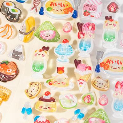 Yousheng Food Autocollants Gonflés 3D Crèmes Glacées Desserts Autocollants Autocollants de Récompense Amusants Mignons Sushi Bonbons Autocollants Gonflés pour Bricolage Scrapbooking