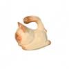 HandCarved Cat Figurine Oak Wood Mini Wooden Statue Faceted Surface Decor for Tabletop, Car