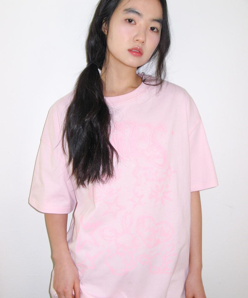 AMES-WORLDWIDE Rabbit Art Drawing Tee Pink