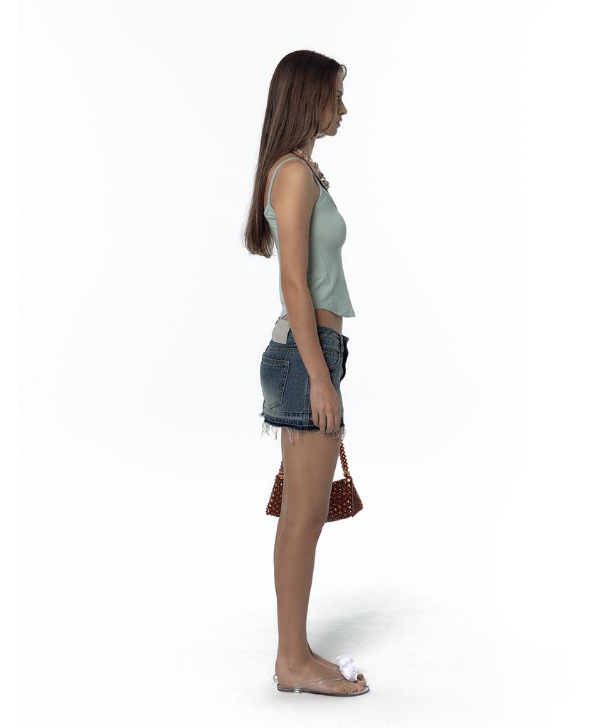 Kasiko Split Pocket Denim Skirt Blue