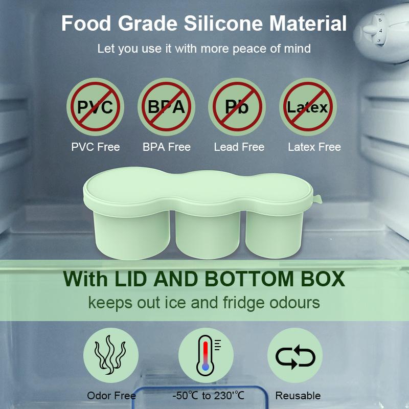 3-Grid Ice Cube Tray Reusable Cylinder Silicone Ice Cube Molds With Lid For Drink Juice Coffee For Stanley 30/40 Oz Tumbler Cup