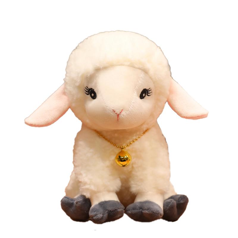 Cute Bell Necklace Sheep Long Ears Sitting Stuffed Animal Well-behaved Home Ornament Lovely Birthday Gifts