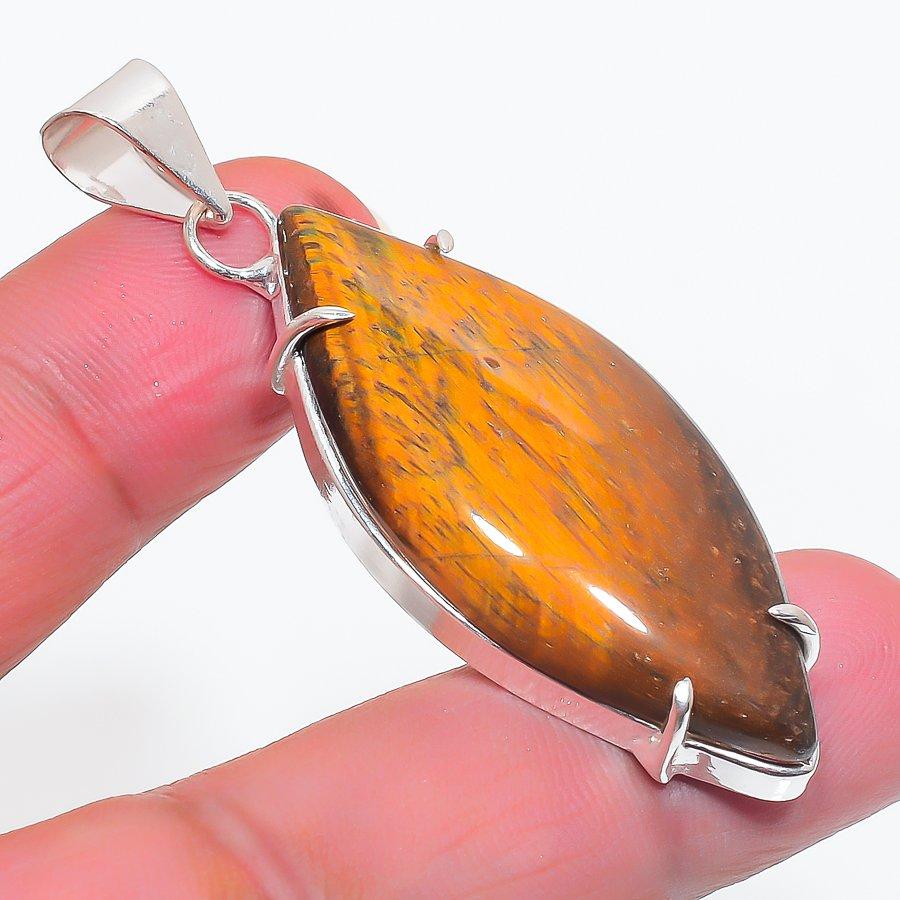 

Natural Tiger Eye Gemstone 925 Sterling Silver Jewelry Pendant 2.17 O3R85