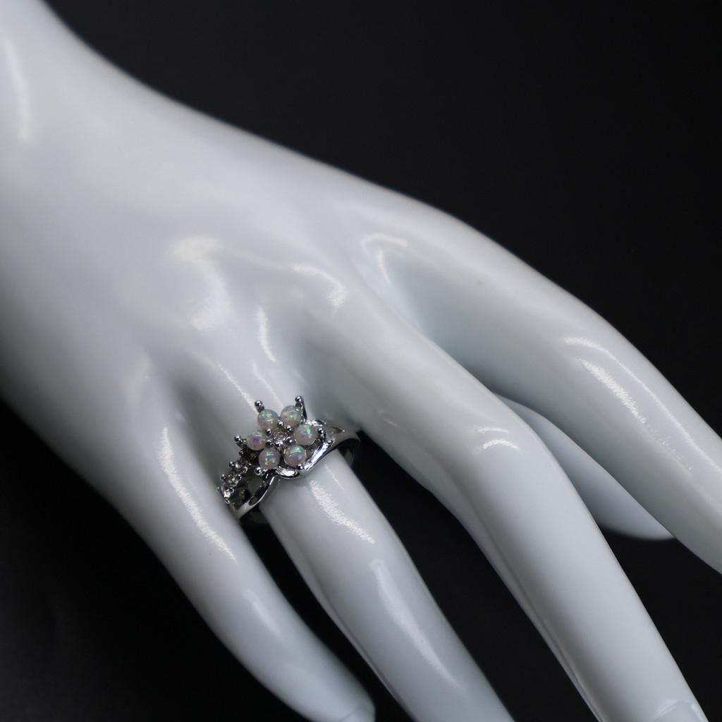 Elegant Opal Ring With Floral Design Stunning Women's Fashion Jewelry In White Color