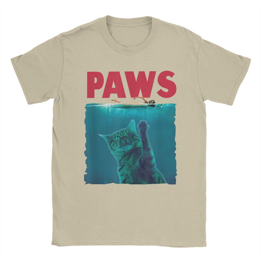 Paws Kitten Parody Funny Cat T Shirt Men 100 Cotton Cool TShirt O Neck  Tees Short Sleeve Clothes Gift Idea