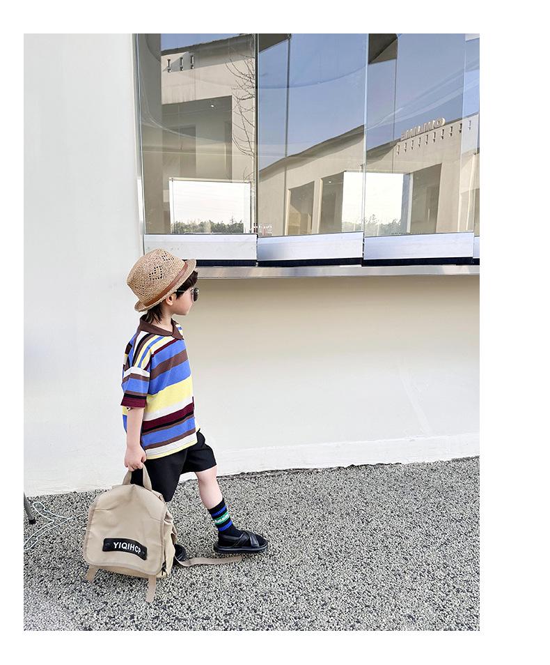 Boys' Striped Summer T-shirt: 2026 Trendy Short Sleeve Top