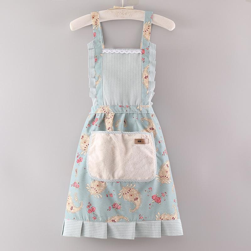 Cotton Canvas Floral For Women'S Kitchen Oilproof Apron With Pockets And Adjustable Waist Belt Waterproof Sleeveless Bib Apron