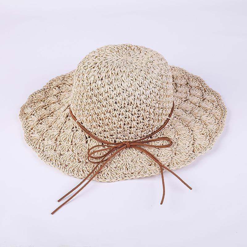 Spring and Summer New Straw Hat Women's Summer Foldable Beach Hat Women's Vacation Visor Bow Straw Hat