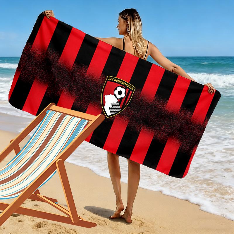AFC Bournemouth Print Beach Towel, Large Soft Quick Dry Towel for Beach Camping Swimming