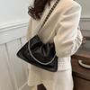 Pure Color Faux Leather Shoulder Bag Women's Summer New Style Underarm Chain Crossbody Bag Soft Square Shape Polyester Lining KTB