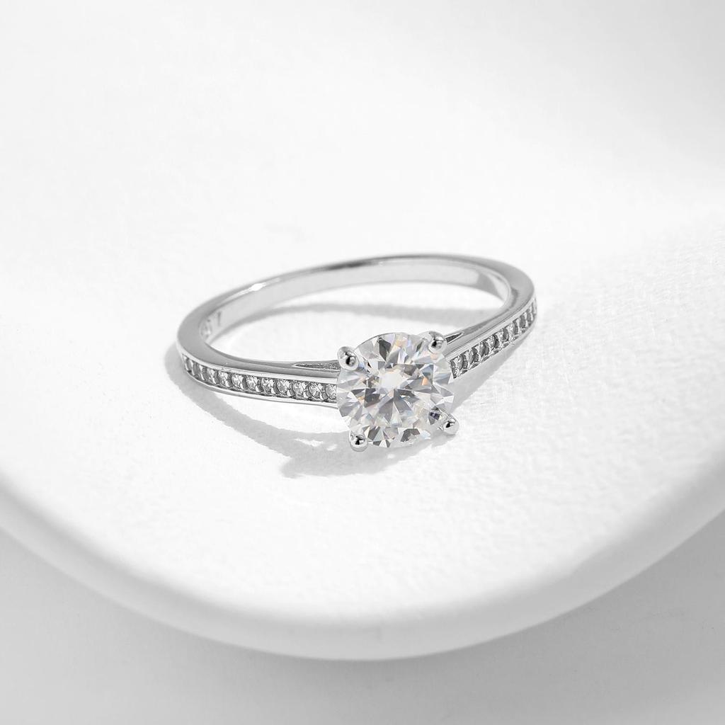 Modian D Kleur Lab Diamant 1ct Moissanite Ring Voor Vrouwen 925 Sterling Zilver Klassieke Bruiloft Verlovingsband Sieraden Geschenken