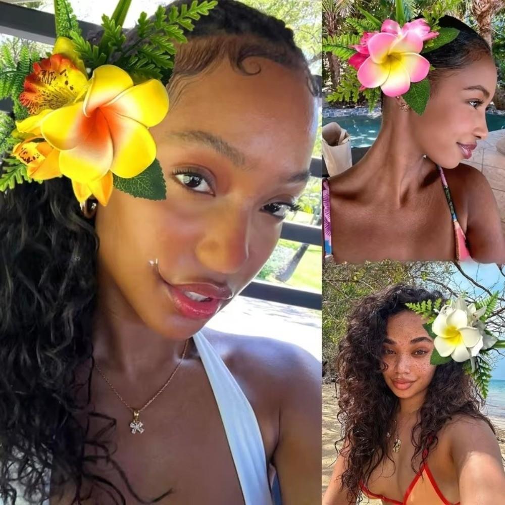 3D Floral Design Floral Hair Barrettes Artificial Flower Hair Accessories  Hawaiian Vacation