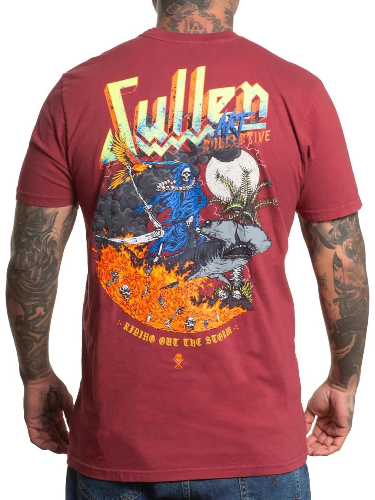 Sullen Men s Storm Riders Short Sleeve Premium T-shirt Tattoo Reaper Surfing Tee 3XL