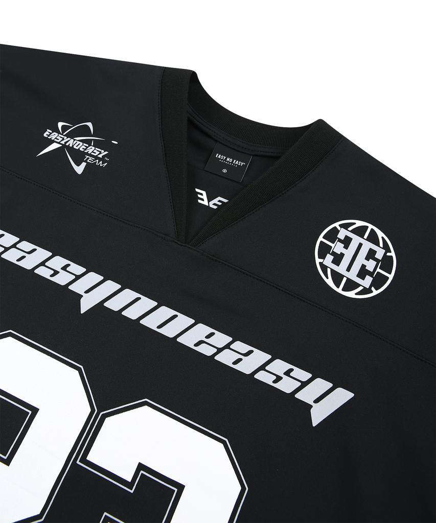 EASY NO EASY Long Sleeve Football Jersey - Black