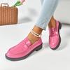Fashion Women' S Fashion Pointed Toe Pu Leather Loafers Retro Thick Sole Square Pumps for Ladies 2025 Outwear Platform Shoes Mujer