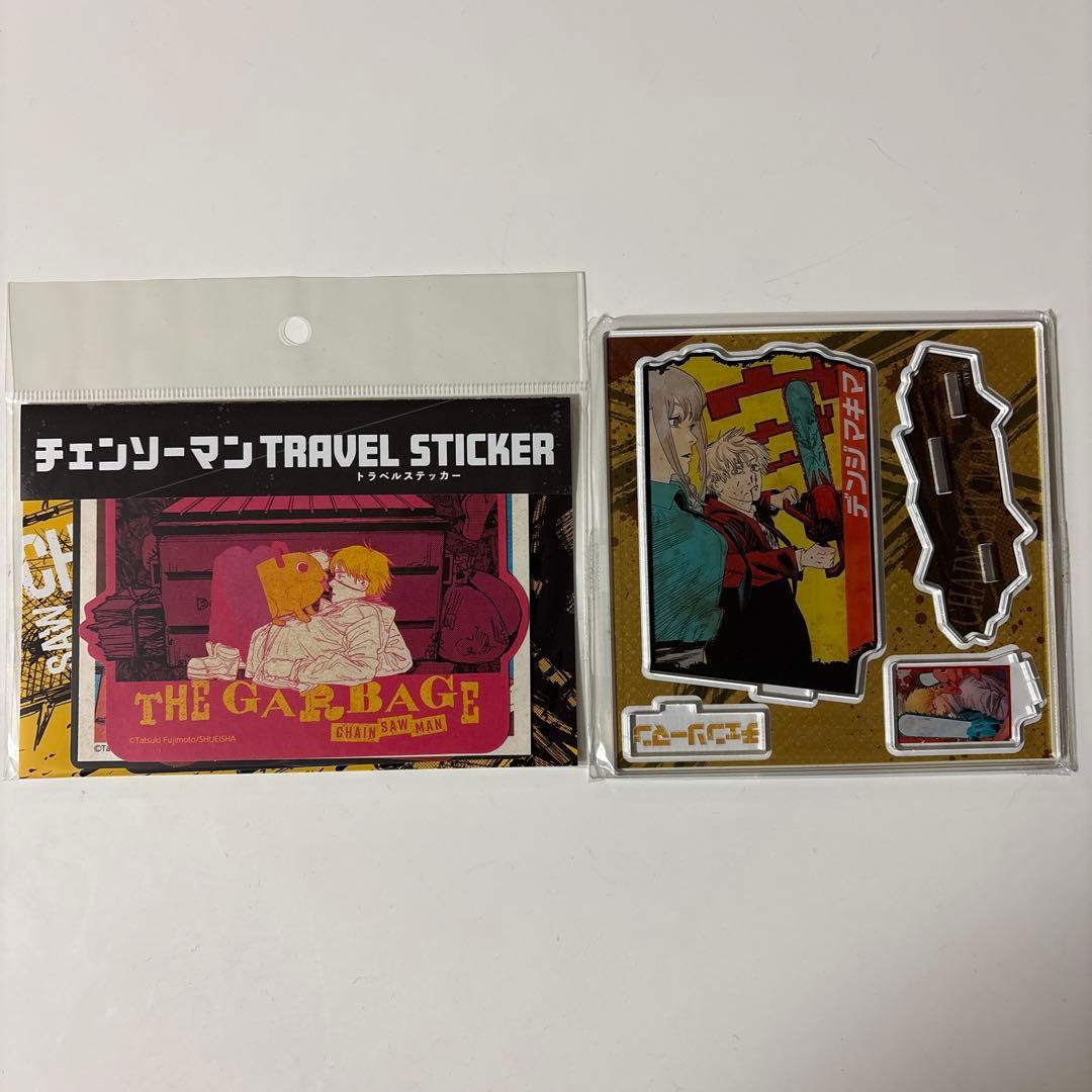 Used Chainsaw Man 6 types of travel stickers, acrylic stand, 2-piece set