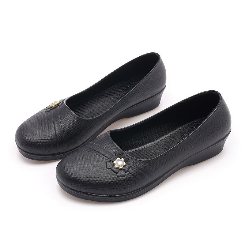 

Новая женская модная универсальная пляжная повседневная удобная обувь женская повседневная с круглым носком высокая весенняя слипоны противоскользящая резиновая обувь 40 чёрный