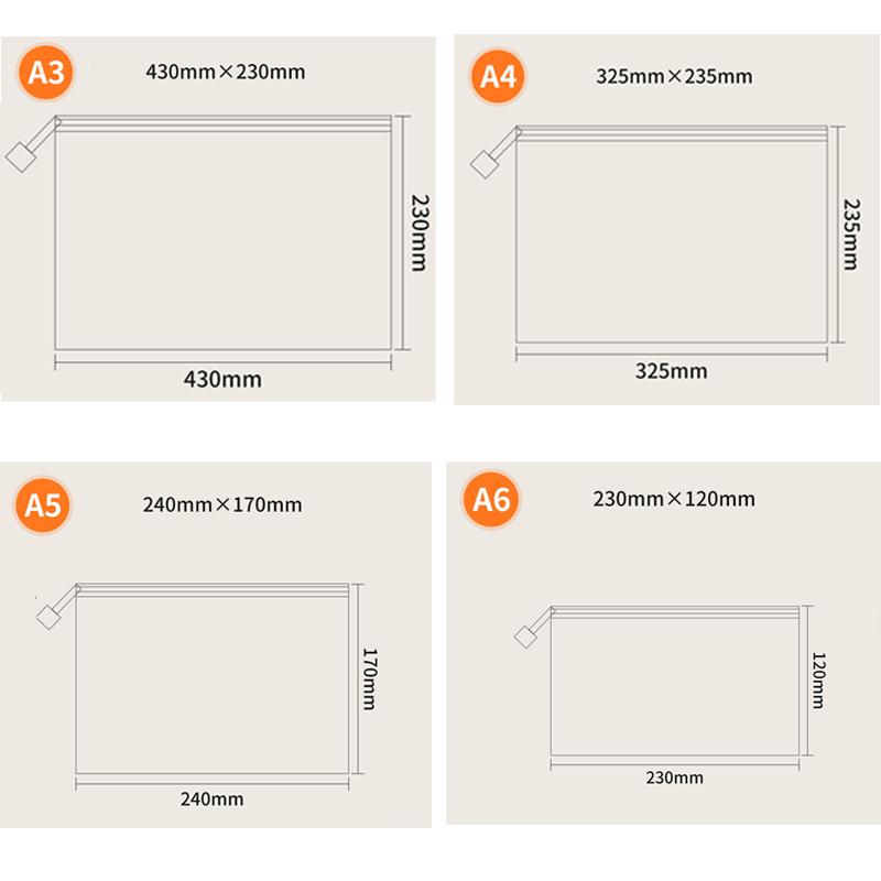 4 Größen Netz-Reißverschlusstasche Dokument Wasserdicht Reißverschluss-Mappen Plastik-Stiftemäppchen A3/A4/A5/A6 Größe für die Klassenraumorganisation