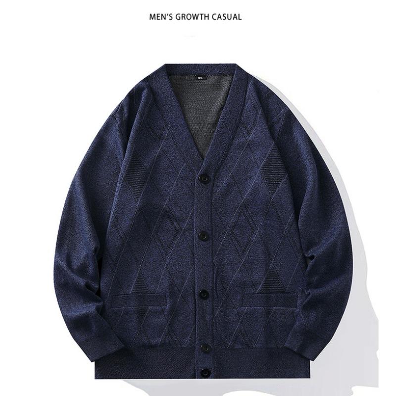 Men S V Neck Loose Knit Cardigan Sweater For Middle Aged Dad