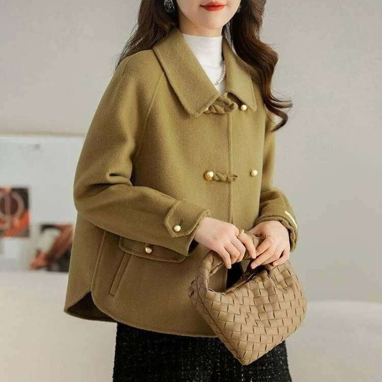 

Короткое толстое шерстяное пальто женское осенне-зимнее модное свободное маленькое мужское пальто в западном стиле, уменьшающее возраст L дубильная кора