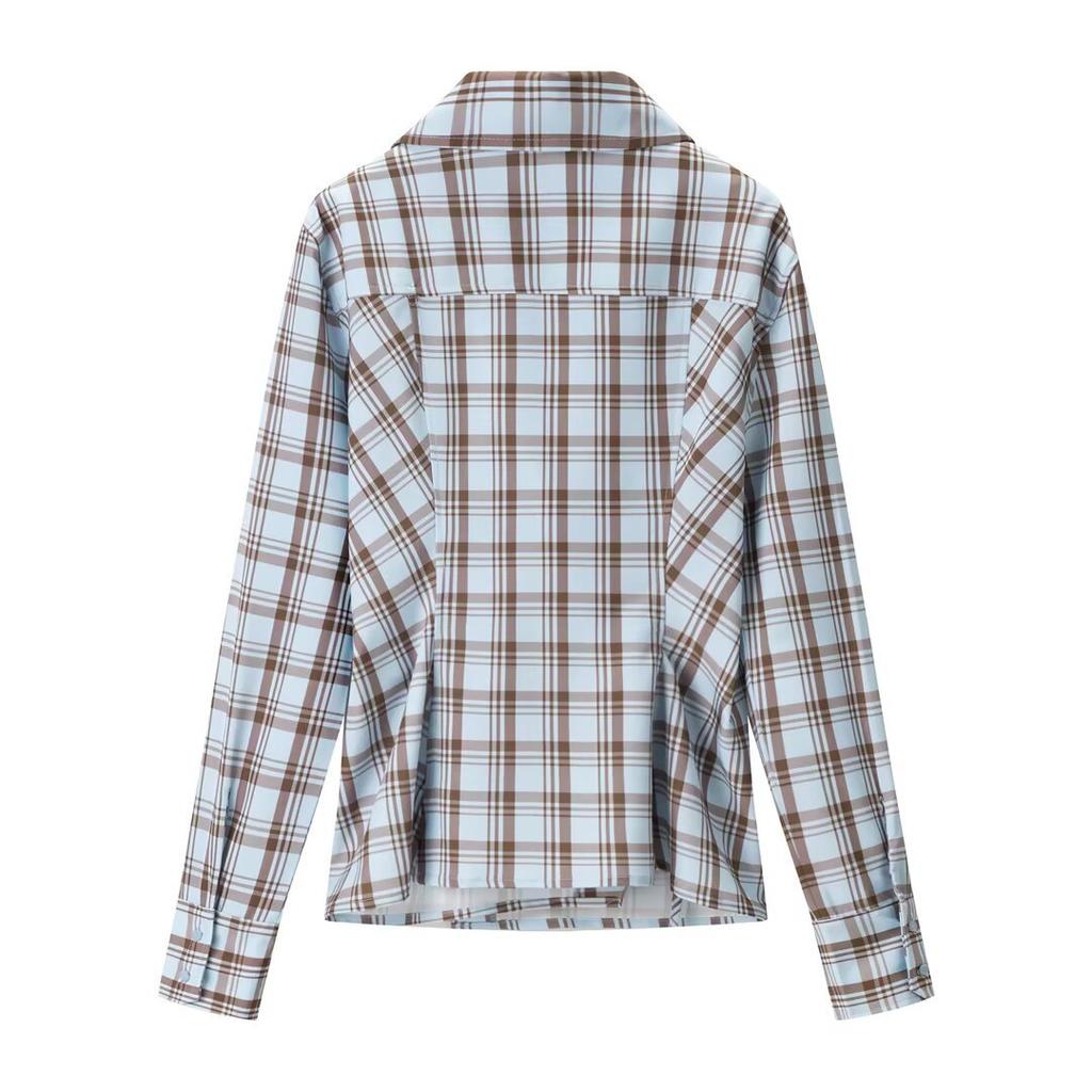 European and American Style, New Women's Clothing, Foreign Style Fashionable Double Plaid Poplin Shirt 4661/003