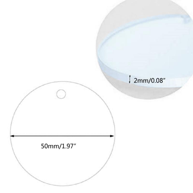 Personalized 50x 2'' Blank Clear Acrylic Rounds with Hole Transparent Acrylic Blank for DIY Project Craft Jewelry Making