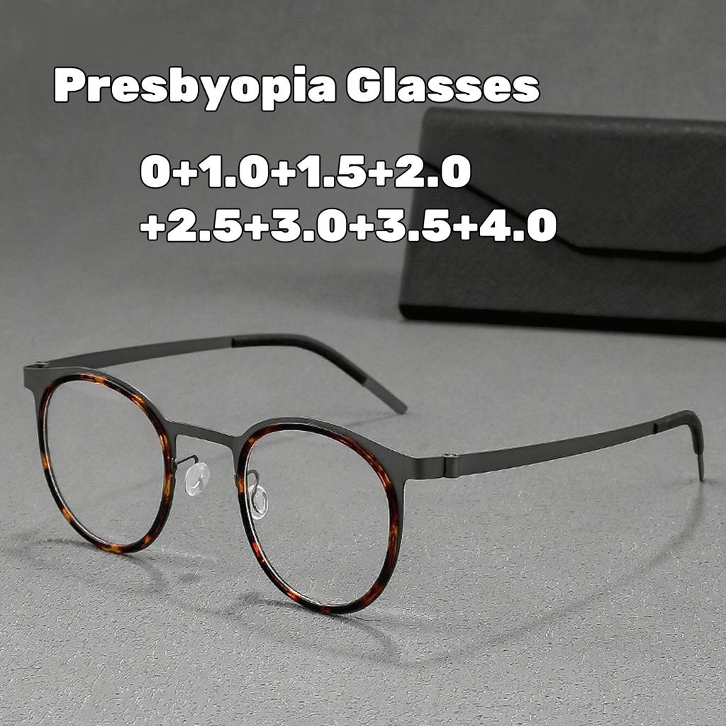 Metal Frame Luxury Reading Glasses New Vintage Round Full Frame Anti Blue Light Far Sight Eyeglasses Men's Business Eyewear