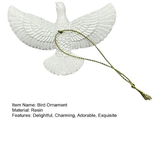 Resin Peace Bird Ornaments White Birds Hanging Decoration with Gold String for Christmas Tree Wedding Holiday Party Decor