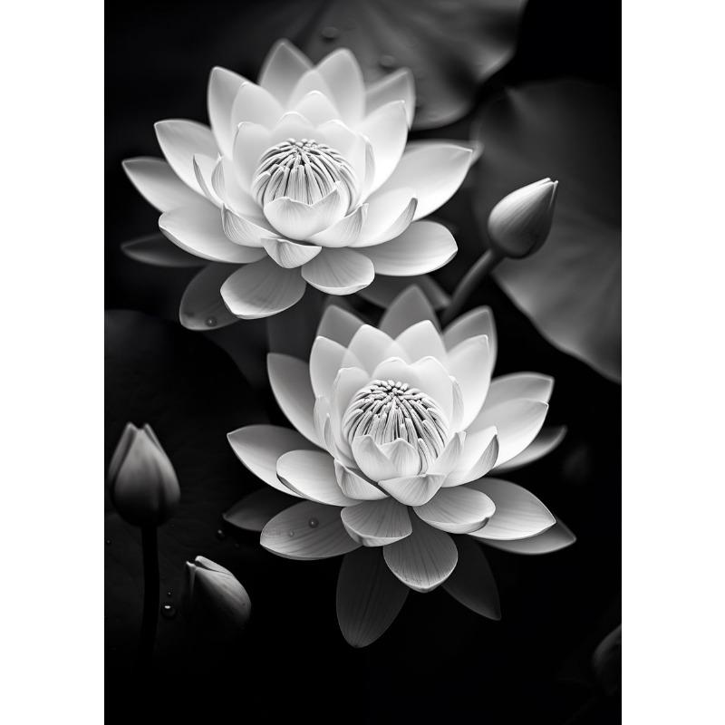 

Modern Black and White Flower Posters Abstract Canvas Painting Print Pictures Wall Art Poster Home Living Room Decor Frameless 21cm×30cm NoFrame