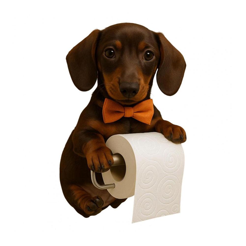 Wall Mounted Dog Paper Roll Holder 3D Printed Animal Paper Towel Holder Decorative Dog Shape Paper Stand for Kitchen Bathroom