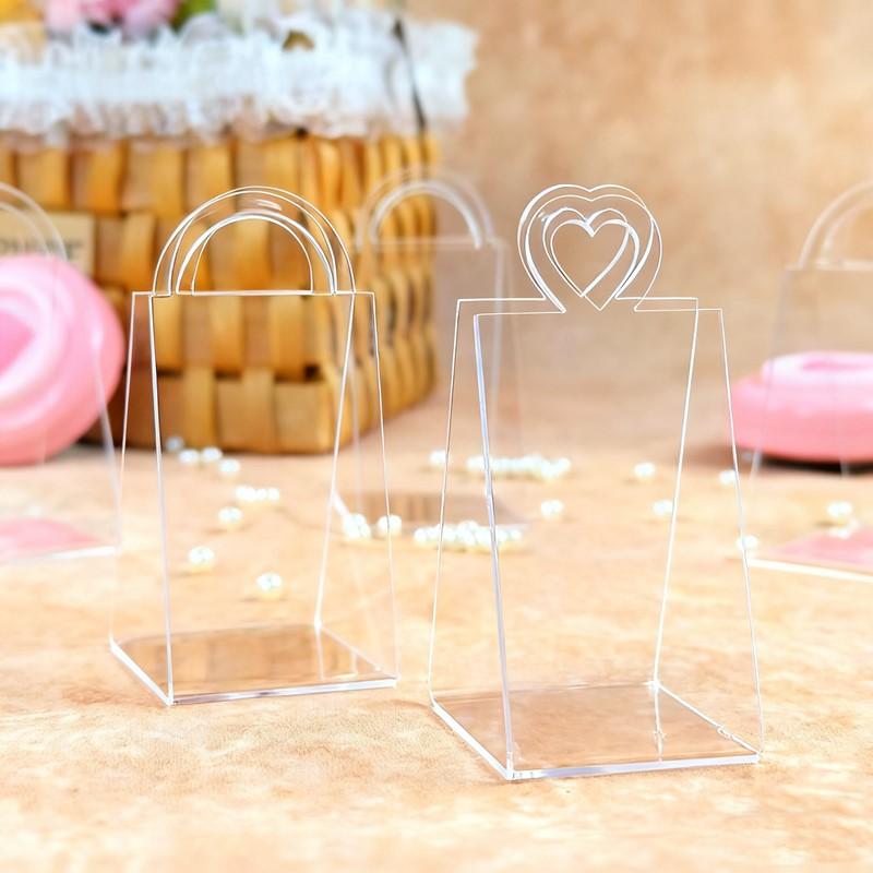 13 Piece Transparent Acrylic Candy Box Bags Wedding Party High-end Table Arrangement Plastic Triangular Handle Basket Gift Box