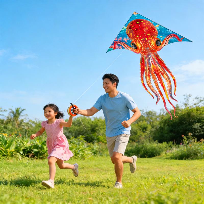 Octopus Kites With Handle Line Flying Toys Kids Outdoor Sports Summer Beach Game Walk In Sky Nylon Kite