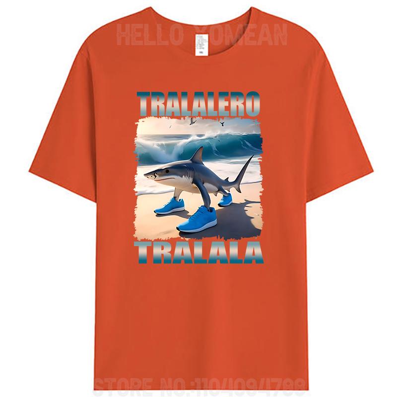 Tralalero Tralala Maglietta Bootleg Italian Brain Rot Funny Meme T-Shirt Graphic Vintage 100% Cotton Summer Unisex Y2k Tee Tops