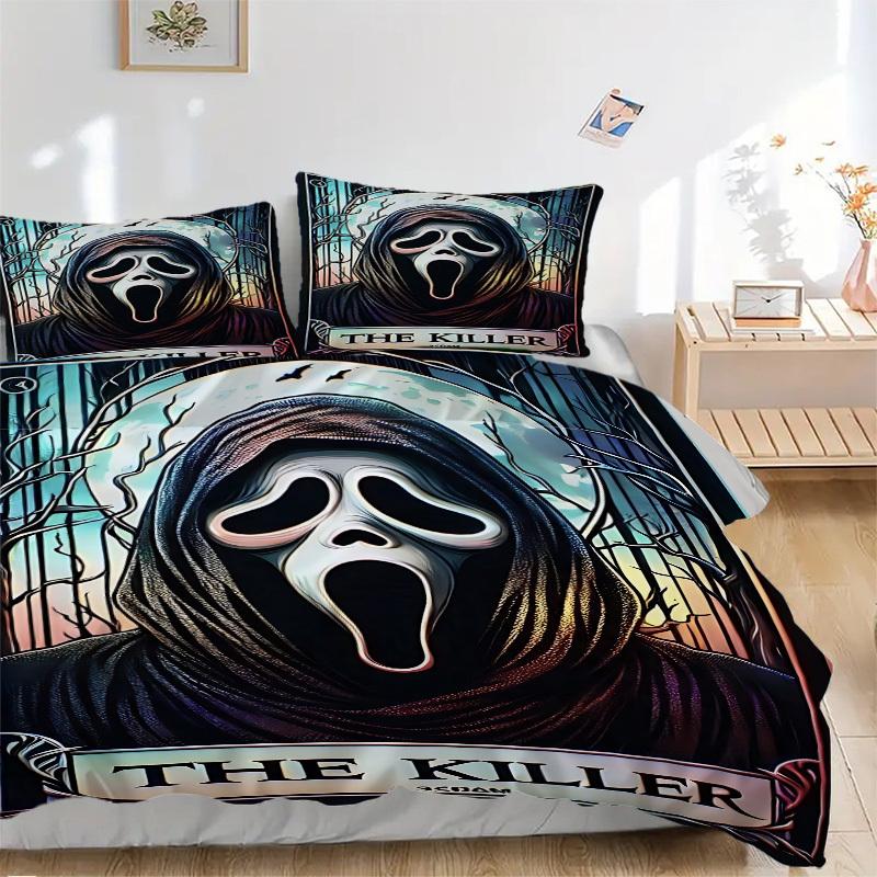 

3pcs Scream Mask Duvet Cover Set, 1 Duvet Cover + 2 Pillowcases (No Insert), High-Definition Print, Home & Dorm Set yy251208049 135x200cm
