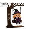Halloween Celebration Accessories Funny Swing Ornament, Witch/Skeleton/Mummy/Pumpkin Ghost Sitting on Indoor Outdoor Decorations Reading Book Figurine